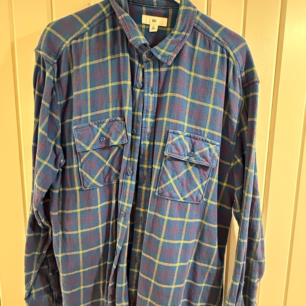 BP Blue and Yellow Checkered Men's Shirt